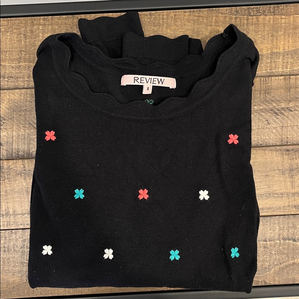 Review Australia Top with Colorful Floral Embroidery